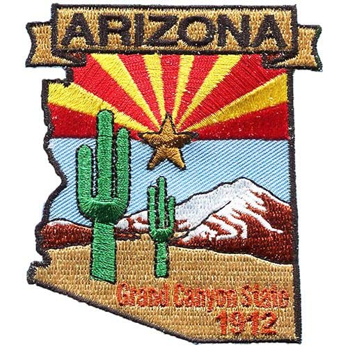 Arizona State Map Patch 1912 Eigenschaften: Grand Canyon, Dessertkaktus und mehr, perfekt für Jacken, Hüte und Rucksäcke Arizona State Map Patch 1912 Eigenschaften: Grand Canyon, Dessertkaktus und mehr, perfekt für Jacken, Hüte und Rucksäcke von Lunch Money