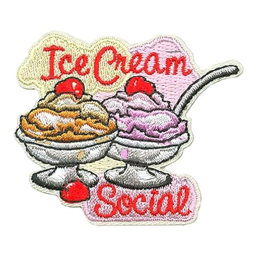Aufnäher zum Aufbügeln, Motiv: Eiscreme, bestickt, 5,1 cm, Rot, Art-Deco-Stil, für Mädchen und Jungen Aufnäher zum Aufbügeln, Motiv: Eiscreme, bestickt, 5,1 cm, Rot, Art-Deco-Stil, für Mädchen und Jungen von Lunch Money