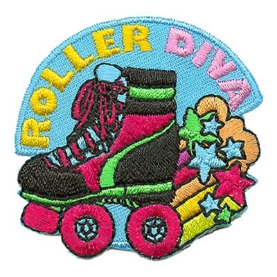 Roller Diva Roller Skating Ring Fun Iron On Embroidered Patch - Perfect for Jackets, Hats, Backpacks and More von Lunch Money