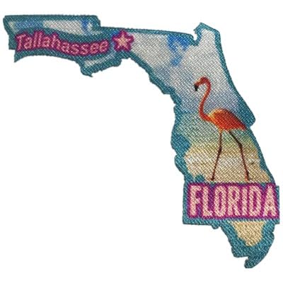 Tallahassee Florida State Shape Capitol City Aufnäher zum Aufbügeln, perfekt für Jacken, Hüte und Rucksäcke von Lunch Money