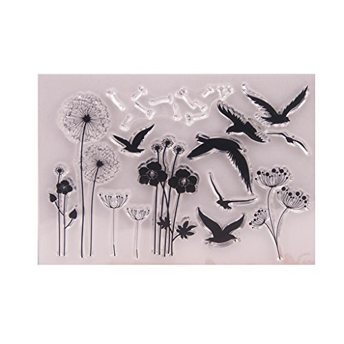 Lunji Blumen Silikonstempel - Vögel Clear Stamps - Löwenzahn Transparent Stempel von Lunji