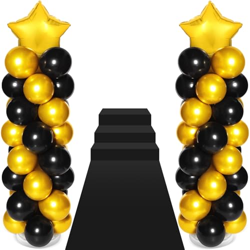 Lunmon Ballonständer 2025 mit 2 Sternballons, 100 Latexballons, 2 Sets, verstellbare Ballonständer, 1 Teppich für Abschlussfeier, Filmabend, Casino, Geburtstagsparty, Schwarz / Gold, 2 Sets Lunmon Ballonständer 2025 mit 2 Sternballons, 100 Latexballons, 2 Sets, verstellbare Ballonständer, 1 Teppich für Abschlussfeier, Filmabend, Casino, Geburtstagsparty, Schwarz / Gold, 2 Sets von Lunmon