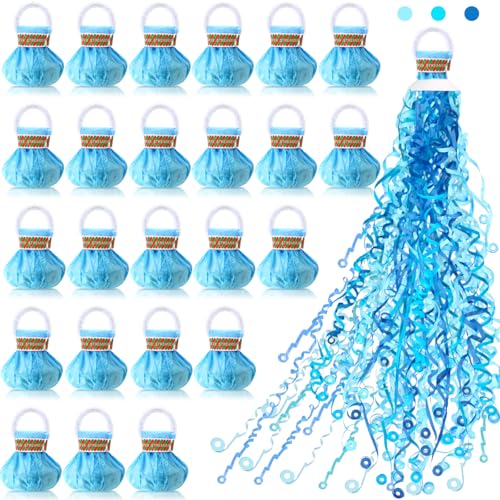 Lunmon Luftschlangen, Papierknallbonbons, Konfetti-Popper für Hochzeit, Eröffnung, Feiern, Geburtstag, Ruhestand, Verlobung, Abschlussfeier, Party, Gastgeschenke, Dekoration, 24 Stück (blau) von Lunmon