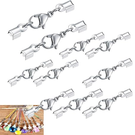10 Stk. Edelstahl Verschluss, Lederband Kette, Karabinerverschluss, Schmuckherstellung Karabiner, Armband Verschluss Für Ketten, Lederband, Schmuck, DIY von Lunpog