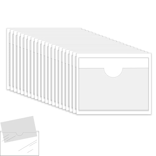 12 Stück Etikettenhalter Selbstklebend, 10 x 6 cm Beschriftungsfenster Selbstklebend Visitenkartenhüllen Kleben Transparent Wasserfest für Zuhause Büro Schule (Transparent) von Lunpog