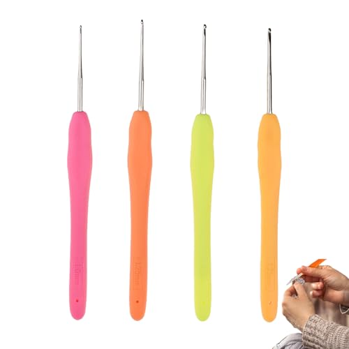 4 Stück Häkelnadeln, 1 mm 1,25 mm 1,5 mm 1,75 mm Spitze Häkelnadeln mit Weicher Griff Kleine Größen Häkelnadel Häkeln für Stricken Schal Handschuhe Taschen Hüte Socken, Farbe zufällig von Lunpog