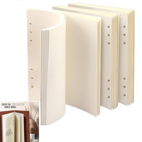 A5 Papier Gepunktet, 6 Löcher 60 Blätter A5 Nachfüllpapier Nachfüllbare Refill Paper Nachfülleinlagen für A5 Notizbuch, Tagbuch, Skizze, Malerei(21x14.5cm) von Lunpog