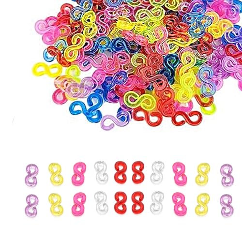 Anschluss S Clips 500 Stück Loom Bänder Verschlüsse Bunte Rubber Loops Werkzeug Nachfüll S Clips Loops Armband Plastik Loops für den Anschluss von Loom Band Armbänder Schmuck Zubehör (Bunt) von Lunpog