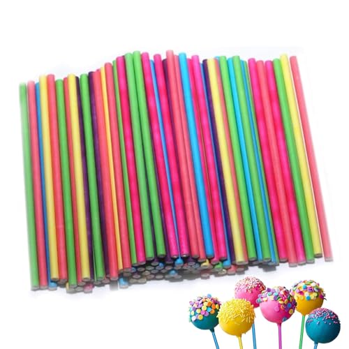 Cake Pop Stiele 100 Stück 100 x 3.5mm Lollipop Sticks Farbe Bastelstäbe Rattanstäbchen für Süßigkeiten Gebäcke Kekse Bonbons von Lunpog