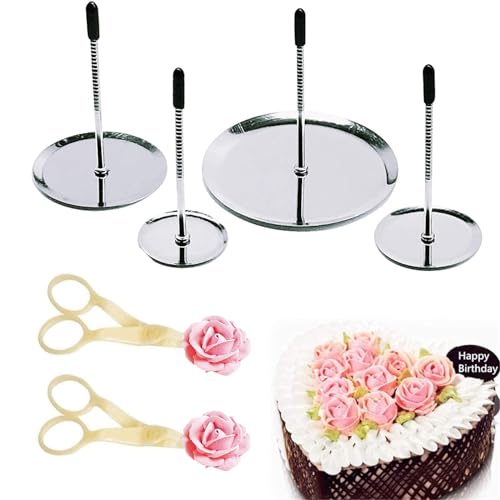 6 Stück Icing Blumennagel Set, Fondant Deko Kuchen Dekorieren Nägel Kuchen Blumennagel 4 Kuchen-Blumen-Nägel und 2 Blumenheber für Kuchen, Fondant, Cupcakes (Blume) von Lunpog