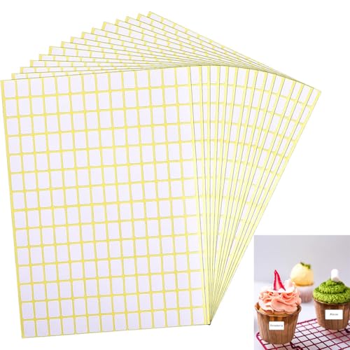 Mattweiße Klebeetiketten Aufkleber, kleine leere Etiketten, abnehmbare klebrige Preisschilder, Aufkleber für Gläser, Boxen, Aktenordner, Umschläge, Schule, Büro, Küche (13 x 9 mm, 2940 Stück) von Lunpog