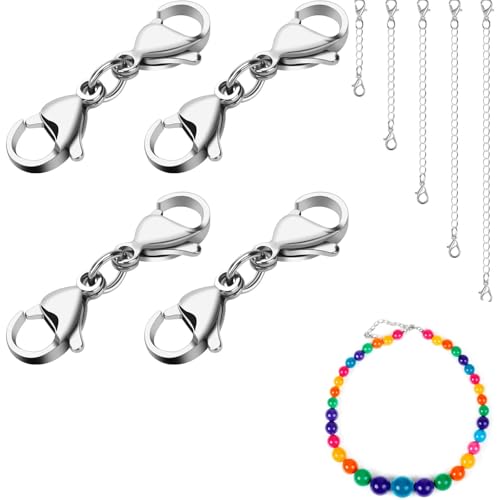 kettenverschlus 4 Stück Doppelöffnung Karabinerverschluss Armbandverbinder Extender Halsketten Verkürzer Verschluss Verlängerung Lobster Buckle für DIY Schmuck Armbänder Halsketten-Silber kettenverschlus 4 Stück Doppelöffnung Karabinerverschluss Armbandverbinder Extender Halsketten Verkürzer Verschluss Verlängerung Lobster Buckle für DIY Schmuck Armbänder Halsketten-Silber von Lunpog