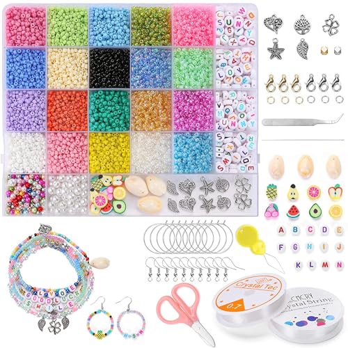 Lunriwis 6000 Stück Perlen für Perlen Set, 3mm Mini Perlen Machen Schmuck, für Schmuck DIY Set Armband Schmuckherstellung, für Kinder Geburtstage, Feiertage, DIY-Schmuckarmbänder von Lunriwis