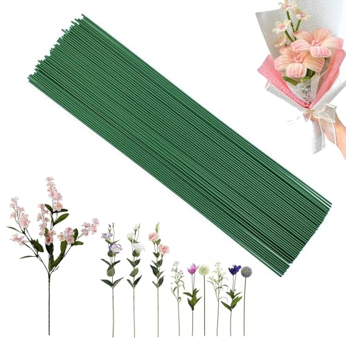 Blumendraht, 100 Stück, Floristendraht, 2mm Floristikdraht, Blumenstieldraht, Draht Basteldraht für Blumenstrauß Basteln Verpackung Stiel Blume(30cm Grün） von Lunyloer