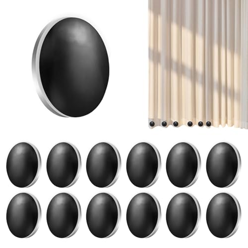 Duschvorhang Gewichte, 12 Paar Tischdeckenbeschwerer, 4cm Vorhang Beschwerer Outdoor Duschvorhang Magnet für Dusche Fenster Vorhang Tischdecken (Schwarz Runde) von Lunyloer