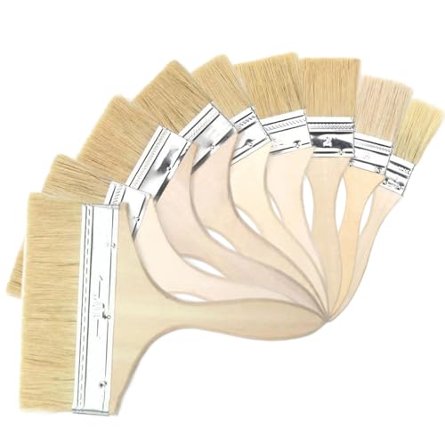 Flachpinsel Set, 9 Stück Malerpinsel Set, Lasurpinsel Set, Lackpinsel Set Holz Pinsel für Lacke Lasuren öLe Wand-Farben Acryl Am Holz Metall (1, 1.5，2，2.5，3，4，5，6，8 Zoll) von Lunyloer