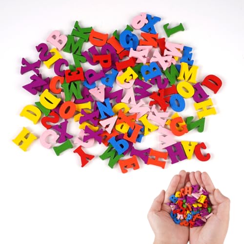 400 Stück Bunte Holzbuchstaben Klein (A-Z) 15mm Buchstaben zum Basteln Porenfreies Design Wiederverwendbar für DIY Projekte, Kinderlernen, Scrapbooking, Hochzeitsdeko, Fördert die Kreativität von Lunza