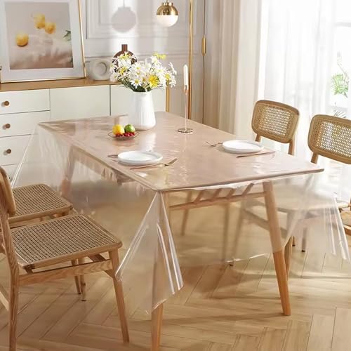 Tischdecke Transparent, Klarsicht Tischfolie Abwaschbar, 0.13mm PVC Durchsichtige Plastiktischdecke, Tischschutzfolie für Hochzeit (140x180cm) von Lunza