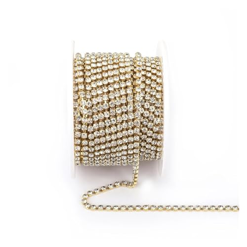 1 Yard/10 Yards Glitzer-Kristall-Strasskette for Aufnähen und Aufkleben for Kleidung, DIY-Kleidungszubehör für DIY Kunst Kleidung Hochzeit Party Dekoration(Color 3,10YARDS_2MM) von LuoAXINN