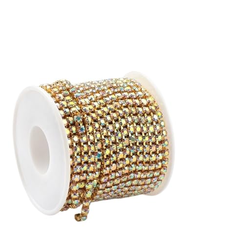 10 Yard Kristall Strass Kette Nähen Kleber-Auf for Kleidung DIY Kleidungsstück Zubehör für DIY Kunst Kleidung Hochzeit Party Dekoration(Color 1,10YARDS_2MM) von LuoAXINN