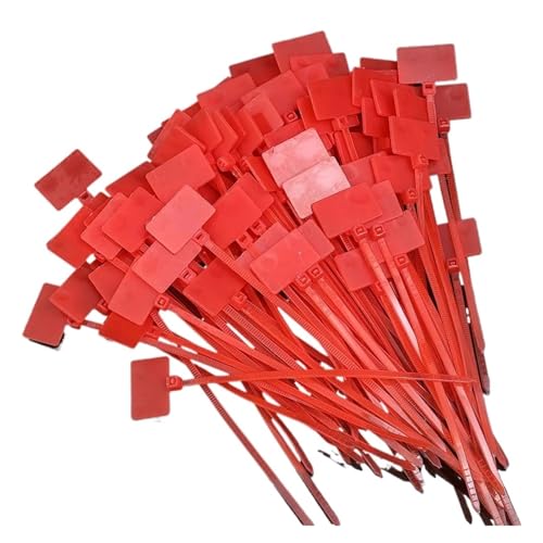 100/500x Kabelbinder Tag Etiketten Loop Ties Self-locking Zip Ribbon Home Office Garten Lagerung Zubehör für Kabelmanagement(Red,500PCS) von LuoAXINN