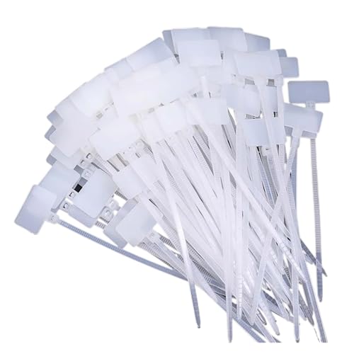 100/500x Kabelbinder Tag Etiketten Loop Ties Self-locking Zip Ribbon Home Office Garten Lagerung Zubehör für Kabelmanagement(White,200PCS) von LuoAXINN