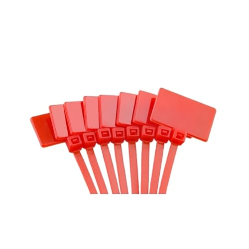 100 STÜCKE 4X150 MM Kabelbinder Tag Etiketten Selbstsichernde Marker Zip Netzwerk Schleife Drahtbänder Farbe Wasserdicht für Kabelmanagement(Red) von LuoAXINN