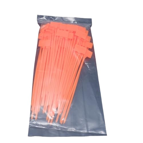 100 Stück Kabelbinder, Etiketten, Schlaufe, selbstsichernde, Netzwerk-Befestigungsbänder, Markierungen, 4 x 150 mm, 3, 200 für Kabelmanagement(100pcs Orange,4x200mm) von LuoAXINN