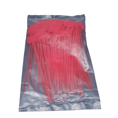 100 Stück Kabelbinder, Etiketten, Schlaufe, selbstsichernde, Netzwerk-Befestigungsbänder, Markierungen, 4 x 150 mm, 3, 200 für Kabelmanagement(100pcs Red,4x150mm) von LuoAXINN