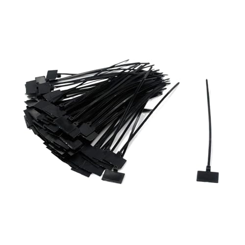 100 Stück bunte Etiketten, Kabelbinder, einfach zu beschriften, selbstsichernde Reißverschlüsse, Netzwerkkabelmarkierung für Kabelmanagement(Black 100pcs) von LuoAXINN