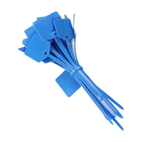100 Stück bunte Etiketten, Kabelbinder, einfach zu beschriften, selbstsichernde Reißverschlüsse, Netzwerkkabelmarkierung für Kabelmanagement(Blue 100pcs) von LuoAXINN