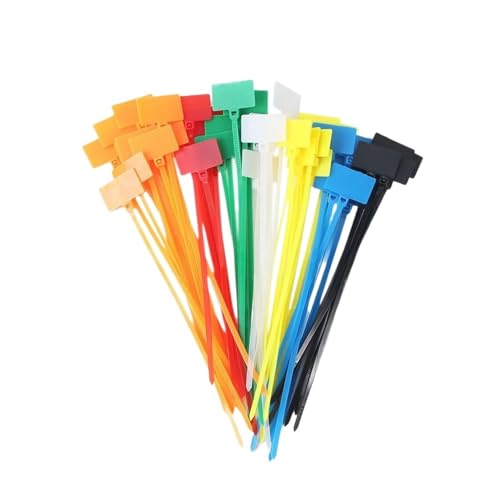100 Stück bunte Etiketten, Kabelbinder, einfach zu beschriften, selbstsichernde Reißverschlüsse, Netzwerkkabelmarkierung für Kabelmanagement(Multicolor 100pcs) von LuoAXINN
