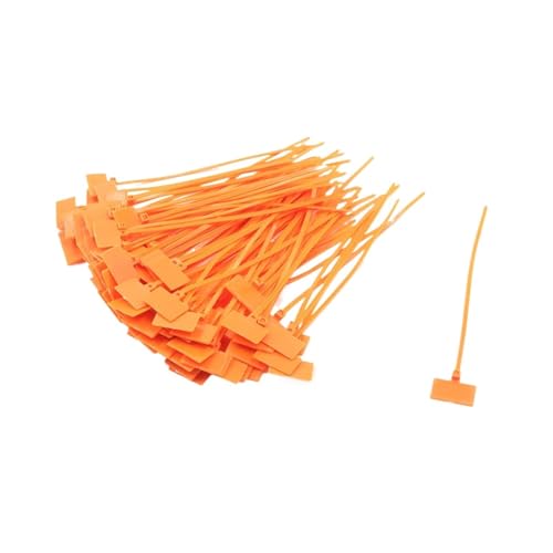 100 Stück bunte Etiketten, Kabelbinder, einfach zu beschriften, selbstsichernde Reißverschlüsse, Netzwerkkabelmarkierung für Kabelmanagement(Orange 100pcs) von LuoAXINN