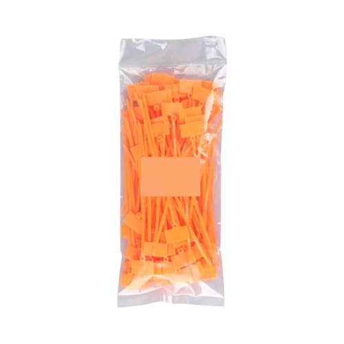 100 Stück bunte Kabelbinder aus Kunststoff, Etiketten, Umreifungsband, selbstsichernde, Maschendraht-Markierungswerkzeuge für Kabelmanagement(Orange) von LuoAXINN