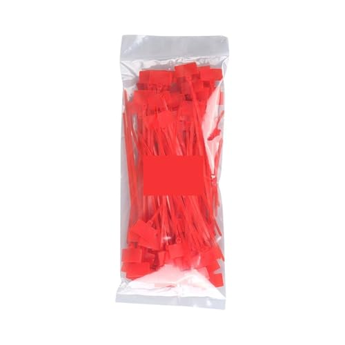 100 Stück bunte Kabelbinder aus Kunststoff, Etiketten, Umreifungsband, selbstsichernde, Maschendraht-Markierungswerkzeuge für Kabelmanagement(Red) von LuoAXINN