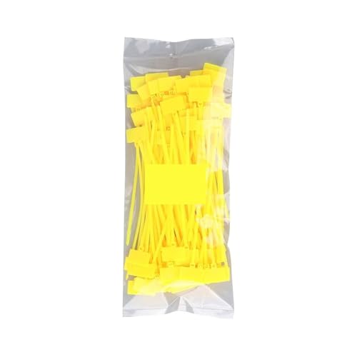 100 Stück bunte Kabelbinder aus Kunststoff, Etiketten, Umreifungsband, selbstsichernde, Maschendraht-Markierungswerkzeuge für Kabelmanagement(Yellow) von LuoAXINN