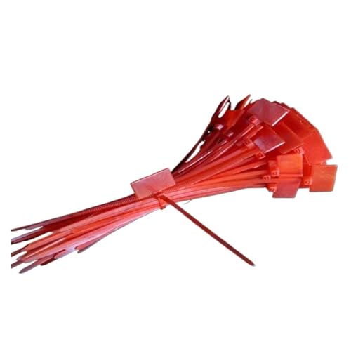 100 Stück farbige Kabeletiketten, Bindungsmarkierung, Reißverschluss, feste Bindung, 4 x 150 mm für Kabelmanagement(Red) von LuoAXINN
