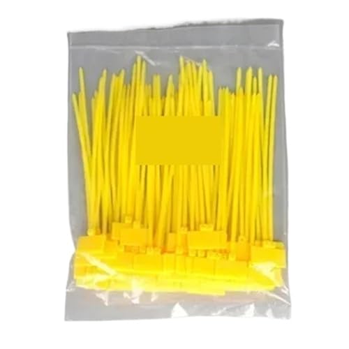 100 stücke 3 * 100mm 4 * 150mm 4 * 200mm Kabelbinder Etiketten Klettverschlüsse Marker Kabel tag Selbstsichernde für Kabelmanagement(Yellow,4x200mm) von LuoAXINN