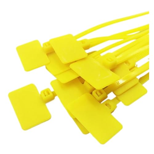 100 stücke 4 * 150mm Kabel Etiketten Klettverschluss Marker Tag Self-locking Zip Krawatten für Kabelmanagement(100PCS Yellow) von LuoAXINN