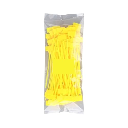 100 stücke Schleife Krawatten Marker Kabel Tag Self-locking Zip Kabelbinder für Kabelmanagement(Yellow) von LuoAXINN