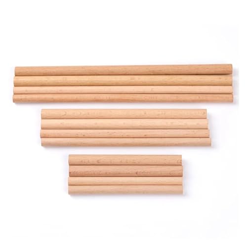15 Stück DIY Naturholzdübelstangen Unvollendeter Hartholzstabdübel for Makramee-Handwerk Gebäudemodell Holzbearbeitungswerkzeuge Massiv für Holzbau-Stöcke(1x10cm) von LuoAXINN