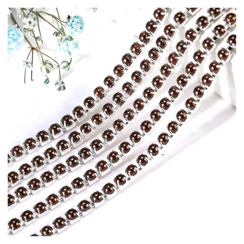 2mm Kristall Perle Strass Kette Tasse for Nähen DIY Bekleidungs ​​Zubehör Trim für DIY Kunst Kleidung Hochzeit Party Dekoration(Coffee,2mm-1 yard) von LuoAXINN