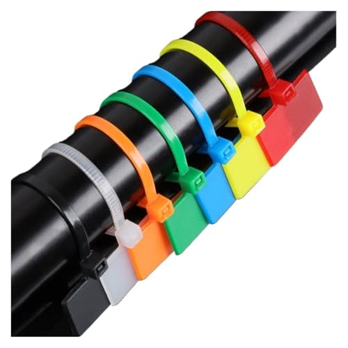 3/4 * 100/150/200mm Etikettenmarker Maschendrahtmarker Selbstsichernde Kabelbinder Kabelanhänger Bunte Tag-Kabelbinder für Kabelmanagement(Black,3x100mm-100pcs) von LuoAXINN