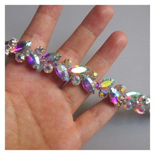 30 cm Strass Kristall Kette Bling Diamante Spitze Diamant Trim Band Halskette Applique Edelstein Funkeln Brautkleid für DIY Kunst Kleidung Hochzeit Party Dekoration(Color 1) von LuoAXINN