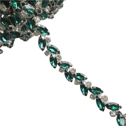 30 cm Strass Kristall Kette Bling Diamante Spitze Diamant Trim Band Halskette Applique Edelstein Funkeln Brautkleid für DIY Kunst Kleidung Hochzeit Party Dekoration(Green) von LuoAXINN