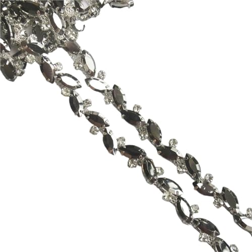 30 cm Strass Kristall Kette Bling Diamante Spitze Diamant Trim Band Halskette Applique Edelstein Funkeln Brautkleid für DIY Kunst Kleidung Hochzeit Party Dekoration(Silver Gray) von LuoAXINN