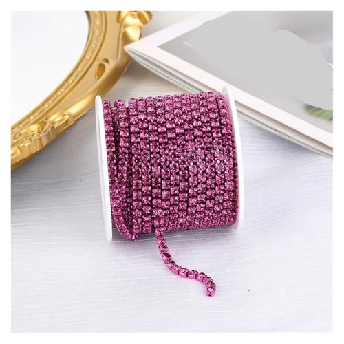 4 mm bunte Kristall-Cup-Kette aus Glas for Aufnähen von Strass-Cup-Kette, dichter Strassbesatz, Nähkette Kleidungsstücke für DIY Kunst Kleidung Hochzeit Party Dekoration(Color14,4mm-5yards) von LuoAXINN