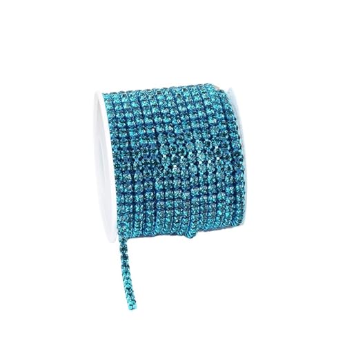 4 mm bunte Kristall-Cup-Kette aus Glas for Aufnähen von Strass-Cup-Kette, dichter Strassbesatz, Nähkette Kleidungsstücke für DIY Kunst Kleidung Hochzeit Party Dekoration(Color2,4mm-10yards) von LuoAXINN