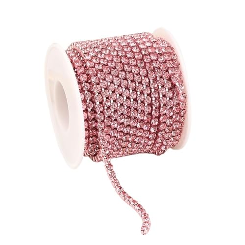 4 mm bunte Kristall-Cup-Kette aus Glas for Aufnähen von Strass-Cup-Kette, dichter Strassbesatz, Nähkette Kleidungsstücke für DIY Kunst Kleidung Hochzeit Party Dekoration(Color3,4mm-10yards) von LuoAXINN