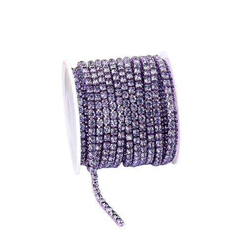 4 mm bunte Kristall-Cup-Kette aus Glas for Aufnähen von Strass-Cup-Kette, dichter Strassbesatz, Nähkette Kleidungsstücke für DIY Kunst Kleidung Hochzeit Party Dekoration(Color7,4mm-10yards) von LuoAXINN